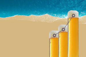 Craft beer glasses rising as a metaphorical stock market for the best investment of 2023.